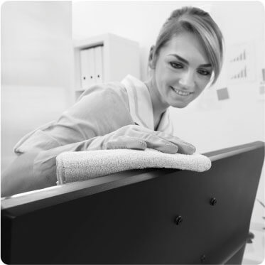 image of a cleaner cleaning a screen